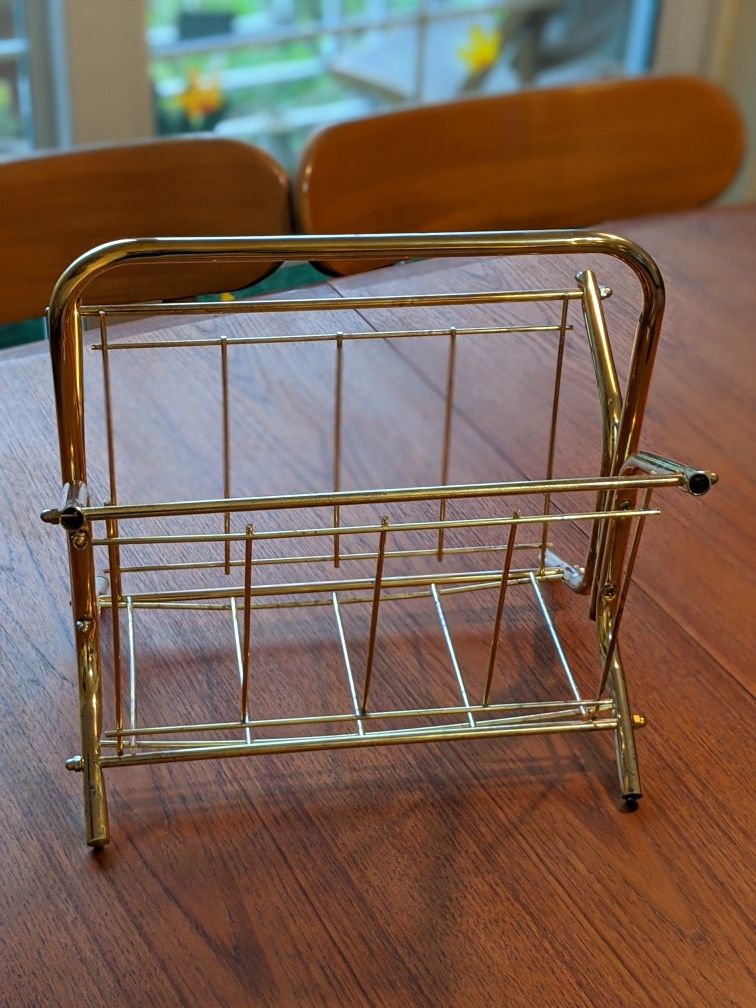 Mid Century Brass Magazine Rack