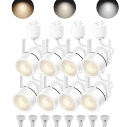  Bravsekai White 8PCS LED Track Lighting With Advanced Replaceable GU10 Bulbs, Switchable 3CCT(3000K/4000K/6000K) And Dimmable Brightness(20%-100%), V