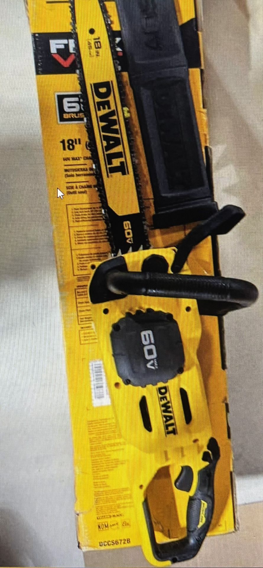 DeWalt 60V MAX Cordless Chainsaw, 18in., Tool Only (DCCS672B)