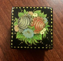 Hand painted Scandinavian mini wooden box