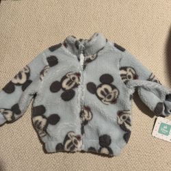 New Baby 18 Months Mickey Mouse Blue Fleece Sherpa Jacket 