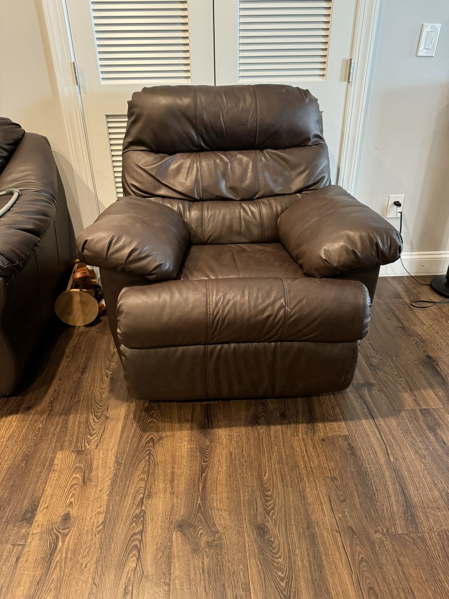 2 Piece Brown Leather Couch Set