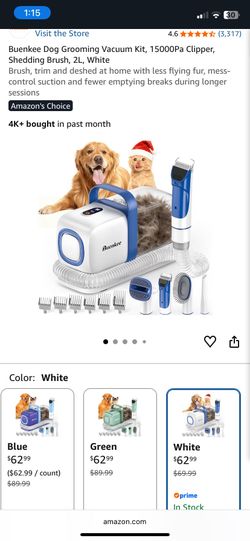 Dog Cat Grooming Vacuum Kit, Clipper, Shedding Brush