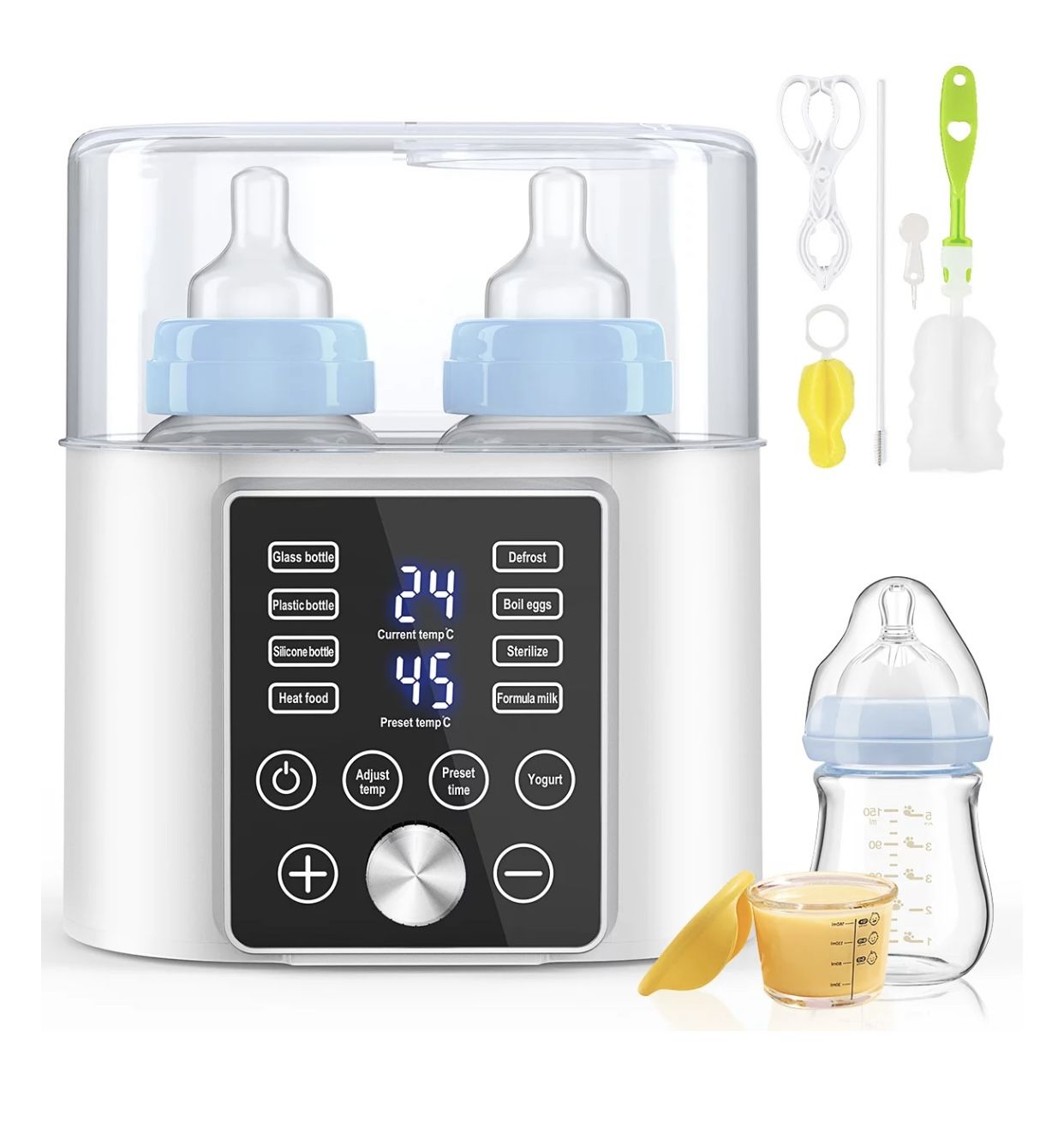 Baby Bottle Warmer, 12-in-1 Fast Milk Warmer with Appointment &Timer, 24H Accurate Temperature Control and Auto Shut Off, Baby Food Heater w/ LCD Disp
