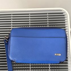 Tumi Leather Wristlet Blue Wallets