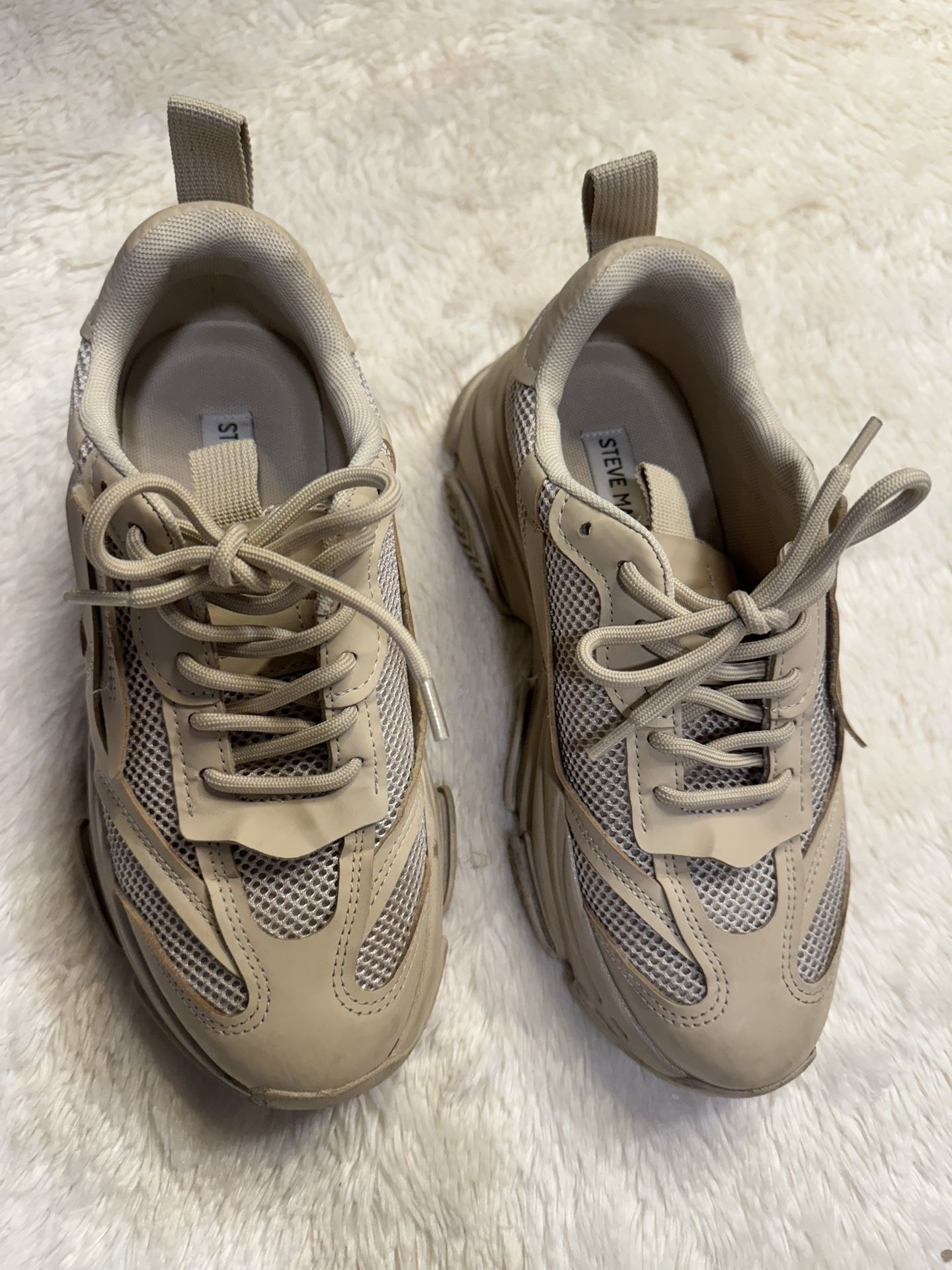 Steve Madden Tan Chunky Sneakers with Mesh Upper