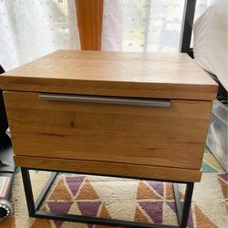 Vintage Oak Nightstand With Spacious Drawer