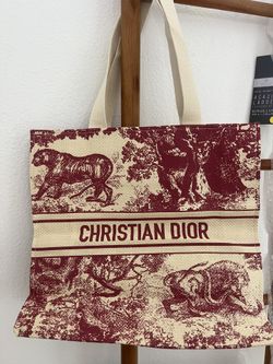 Christian Dior Large Straw/Canvas Tote Bag