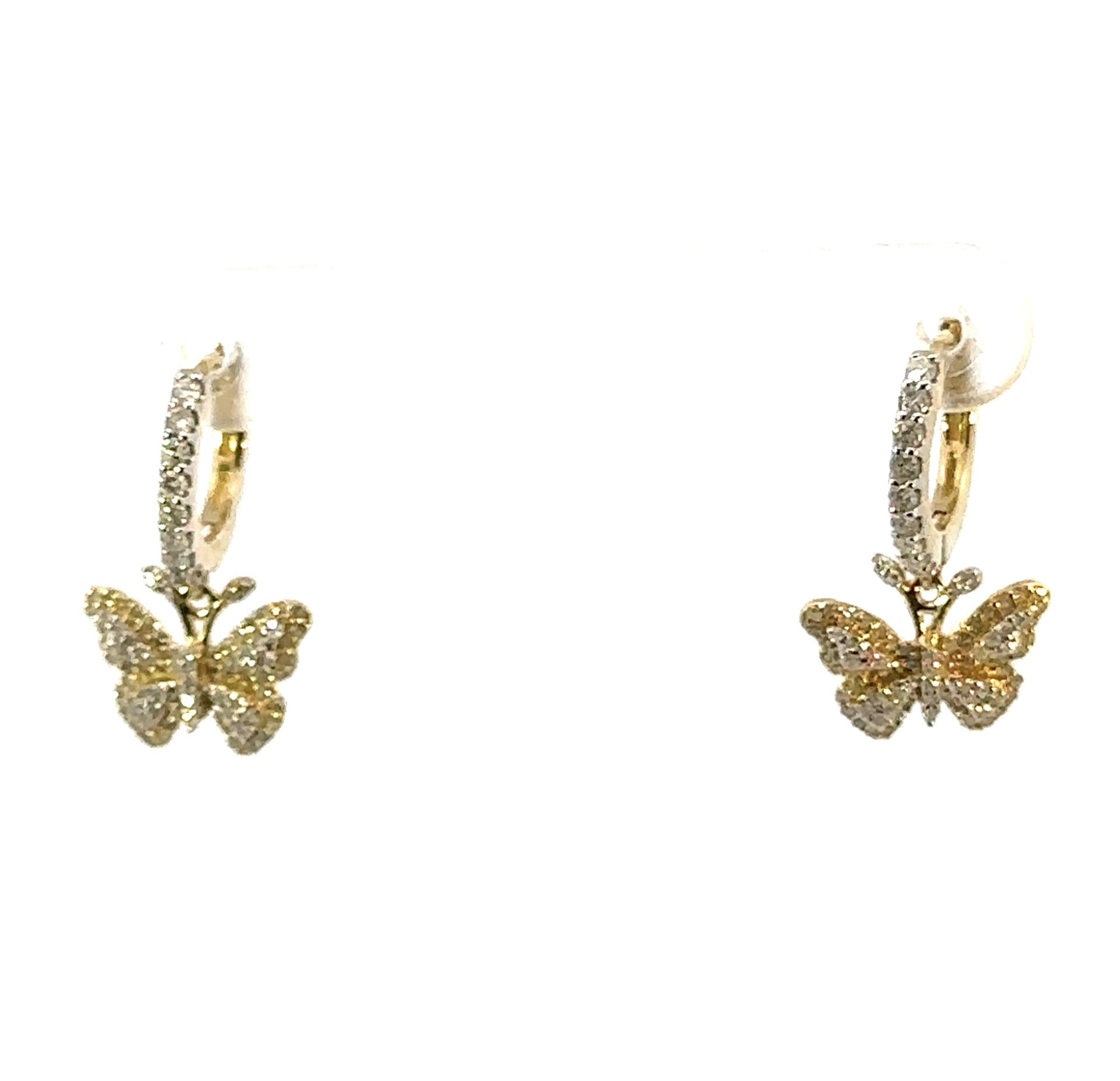 Woman’s Ladies 10k Yellow Gold Diamond .55 CTW Huggie Butterfly Dangle Earrings GP3123448