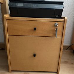 For sale pre-owned solid wood 2 drawers letter size file cabinet + key lock
