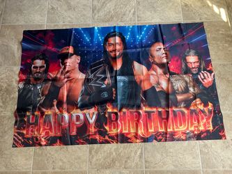 Wwe party banner, and cupcake toppers
