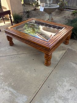 Wood Glass Table 50x40x19in