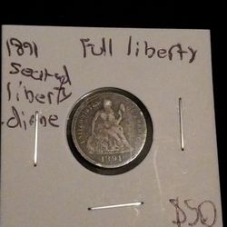 1891 Seated Liberty Dime (Full Liberty)