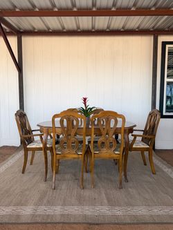 Wood Dining Table with 6 Chairs