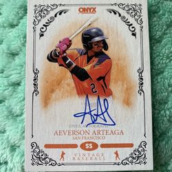 Aeverson Arteaga 2022 Onyx Rookie Prospect Autograph Baseball Card 