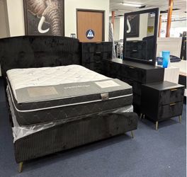 4 pc queen black bedroom set