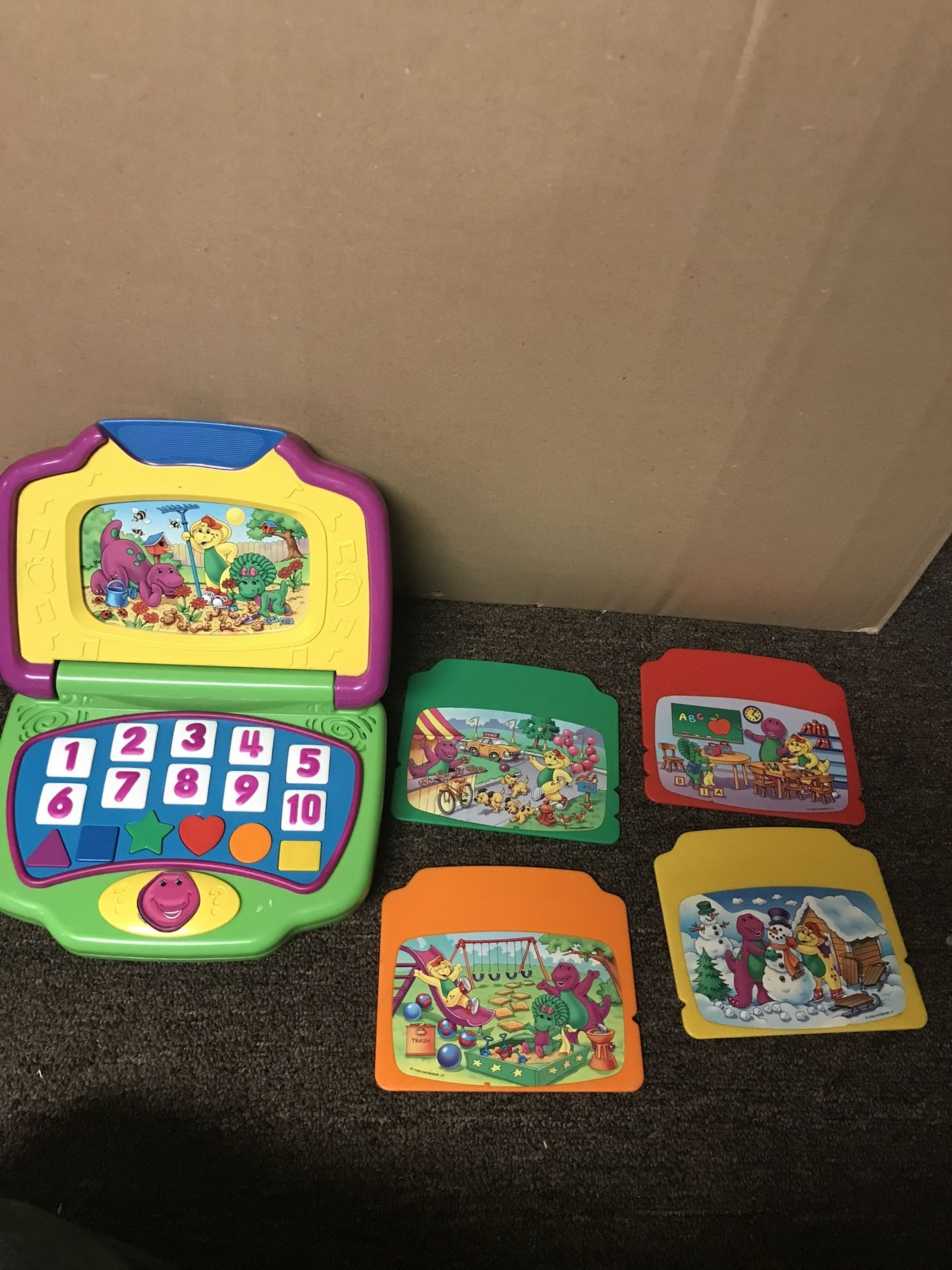 Barney The Purple Dinosaur Interactive Learning Laptop 5 Cartridges Mattel
