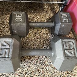 Dumbbell Weights 45 Pound 30 Pound Lbs Hex