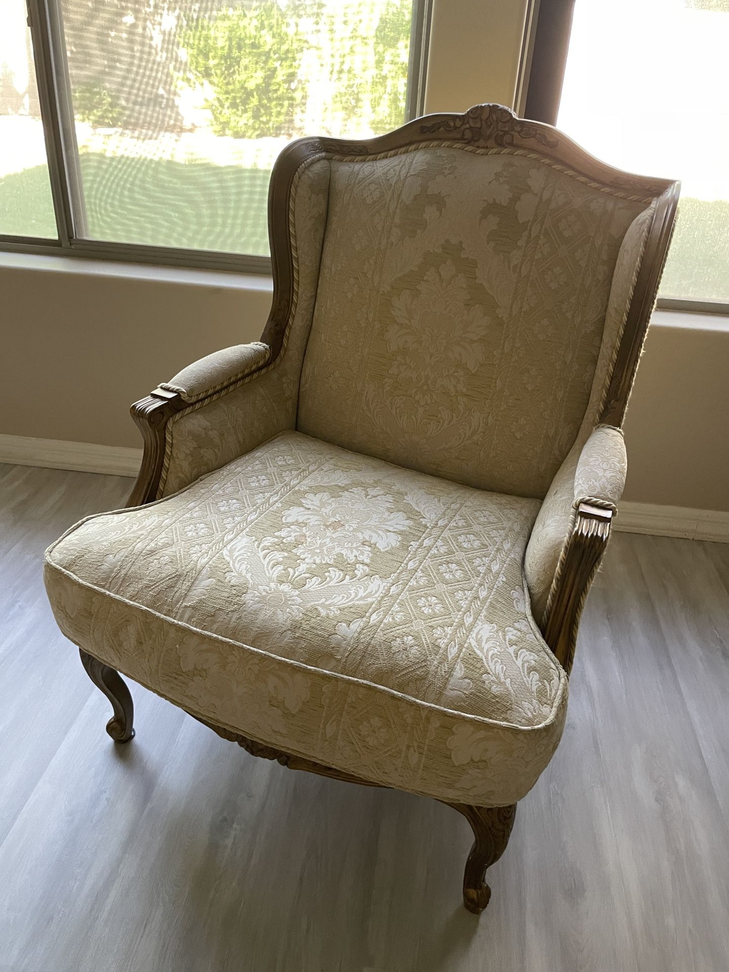 Vintage Armchair with carved wood frame