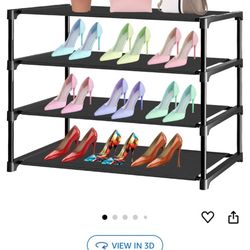 Shoe Rack,4 Tier Shoe Organizer,Closet Organizers and Storage,Entryway Shoe Storage,Storage and Organization Metal Organiser with Dustproof and Waterp