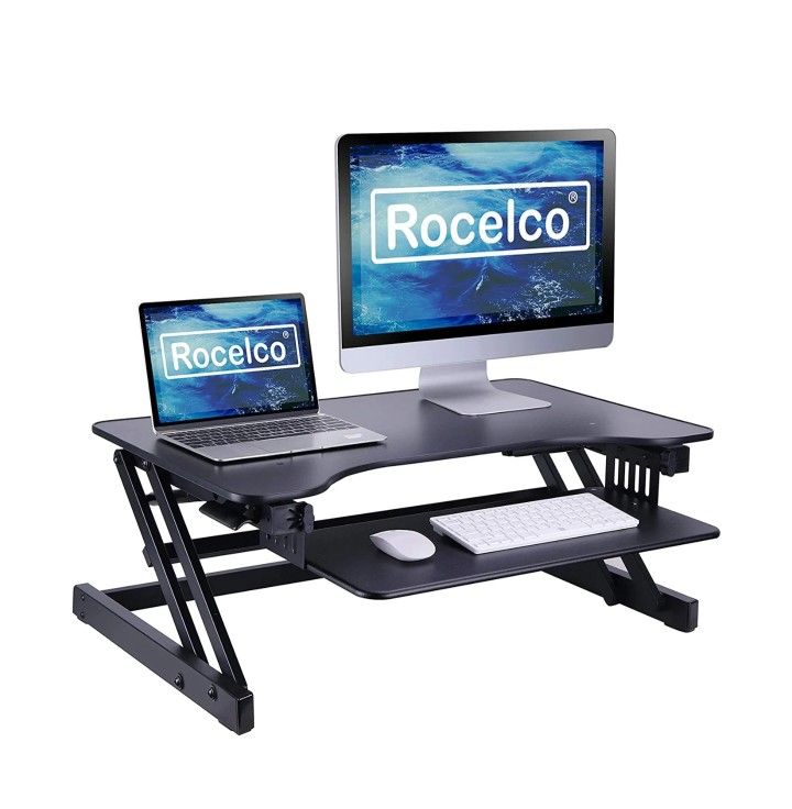"Rocelco ADR-2B Premium Sit-Stand Desk Converter - Instant Ergonomic Workspace Upgrade with EVR Technology"