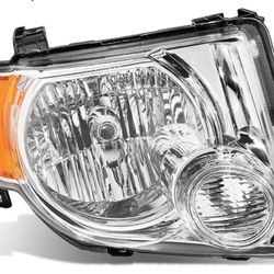 DNA Motoring OEM-HL-0044-R Chrome Amber Factory Style Passenger Side Headlight Lamp Replacement For 08-12 Escape
