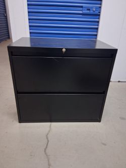 2-Drawer Black Metal Lateral File Cabinet