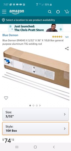 Blue Demon ER4043 X 3/32" X 36" X 10LB Box general purpose aluminum TIG welding rod