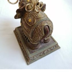 Three Brass  Candle Holder With Elephant