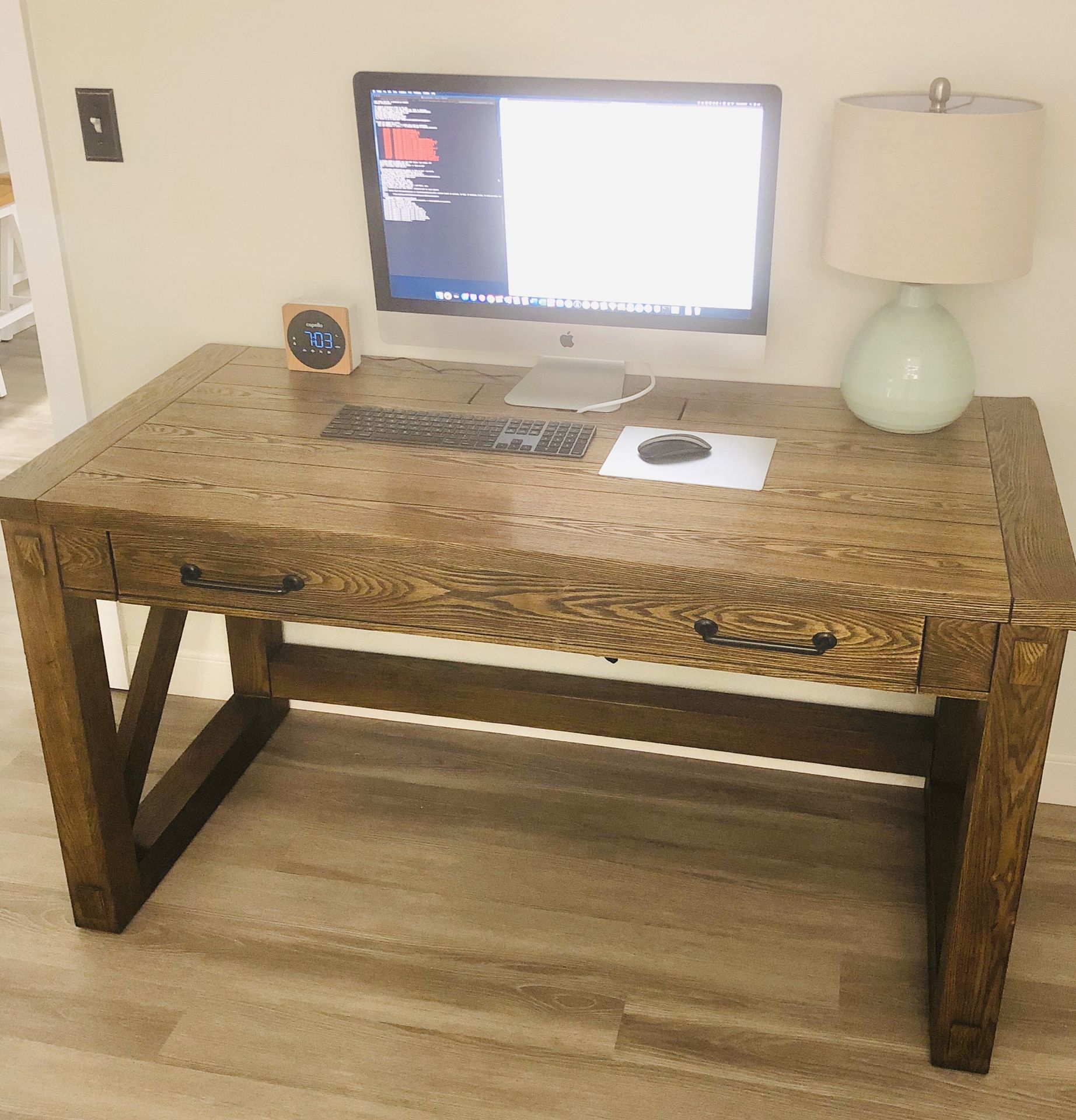 Solid Oak Executive Desk Brand New