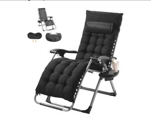 Zero Gravity Chair,Premium Outdoor Lawn Folding Lounge Chairs,Sturdy Adjustable Reclining Patio Chairs with Removable Cushion,Headrest & Tray