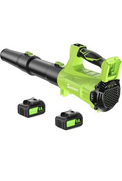 Electric Leaf Blower Cordless with 2 3.0Ah Battery and Charger, 2 Speed Mode 650CFM 280MPH Patio Tools with 2 Tubes, 20V Battery Powered Leaf Cleaner