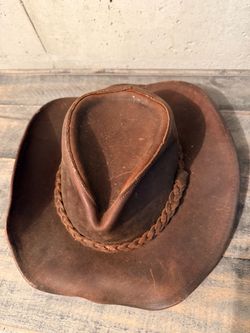 Brown Leather Cowboy Hat with Braided Band