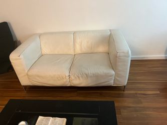Ivory Genuine Leather Love Seat