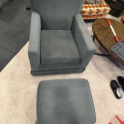 Nursery Glider Chair + Ottoman, Charcoal color