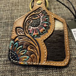1041-MRR Myra Bag Leather Hand Tooled Key Fob NWT S-9834 “Petals & Posies”