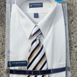 Stafford Essentials Classic Fix Men's Dress Shirt And Tie