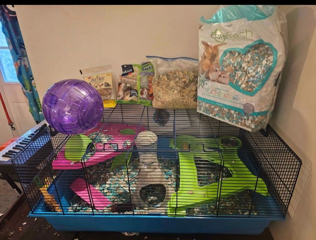 HAMSTER CAGE AND ITEMS IN PIC NO HAMSTER
