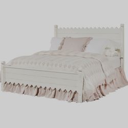 Joanna Gaines Magnolia Home Cottage Farmhouse Shabby Chic Chippy White Queen Size Bed frame 
