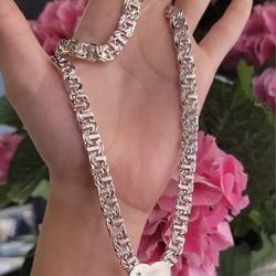 🎀Mothers day Special 2026🎀 925 Chino Bar Link Heart Necklace 