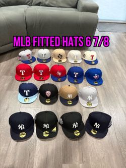 MLB New Era Giants, Braves, Cubs, Padres, Pirates, Angels, Dodgers, Yankees, Rangers And Nationals 59fifty Fitted Hats Size 6 7/8