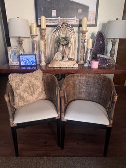 Rattan Barrel Accent Chairs Set of 2