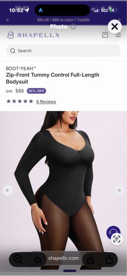 Zip-Front Tummy Control Full-Length Bodysuit