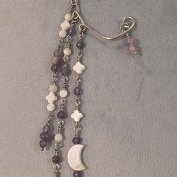 Amethyst wire wrapped ear cuff