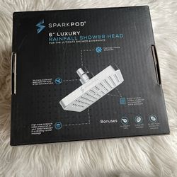 BRAND NEW IN BOX SHOWER HEAD BY SPARKPOD COLOR CHARCOAL GREY   It's a high-pressure rainfall shower head designed to provide a luxurious showering exp