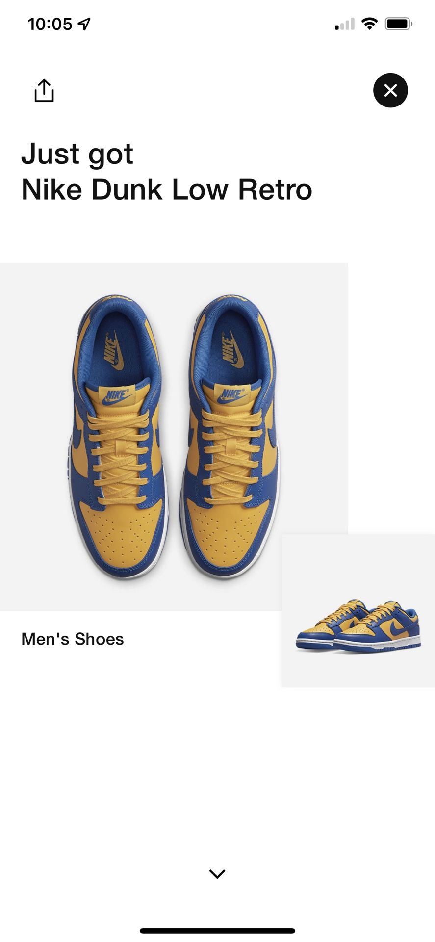 Nike Dunk low UCLA Blue/Yellow 9.5