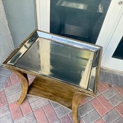 Wood & Glass Side Table with Shelf