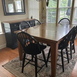 Solid Wood 6 Piece Dining Room Set 