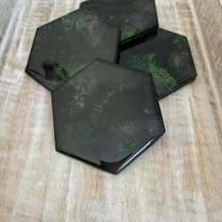 Green Black Tile Coasters