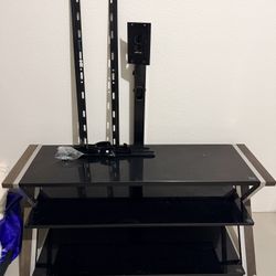 Glass TV Stand With 180 Swivel Mount